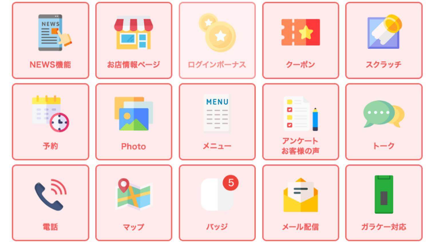アプリメンバーの機能一覧
